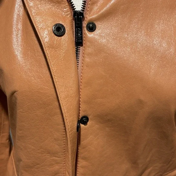 Armani Collezioni Lambskin Leather Jacket Silk Lined Peach Italy‎ Womens 4 - Picture 8 of 13